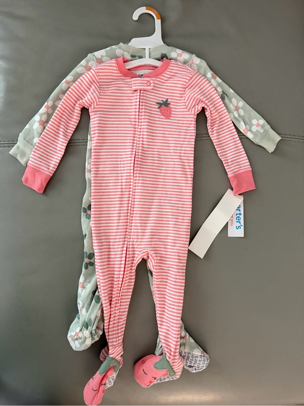 Carter's Pink Stripe Strawberry Footed 2 Piece Set Size 12M